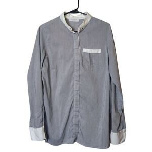 Tonet Made in Italy Striped Button Down Quiet Luxury Contrast Shirt Large